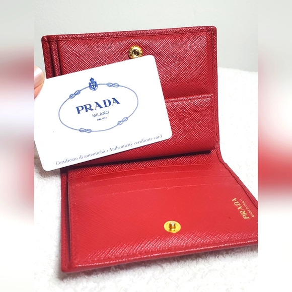 PRADA -Small-wallet Saffiano Leather-red -Perfect conditions-No call-outs - Picture 13 of 15